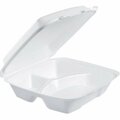 Cortesia Large 3-Compartment Foam Carryout Trays, White CO3205439